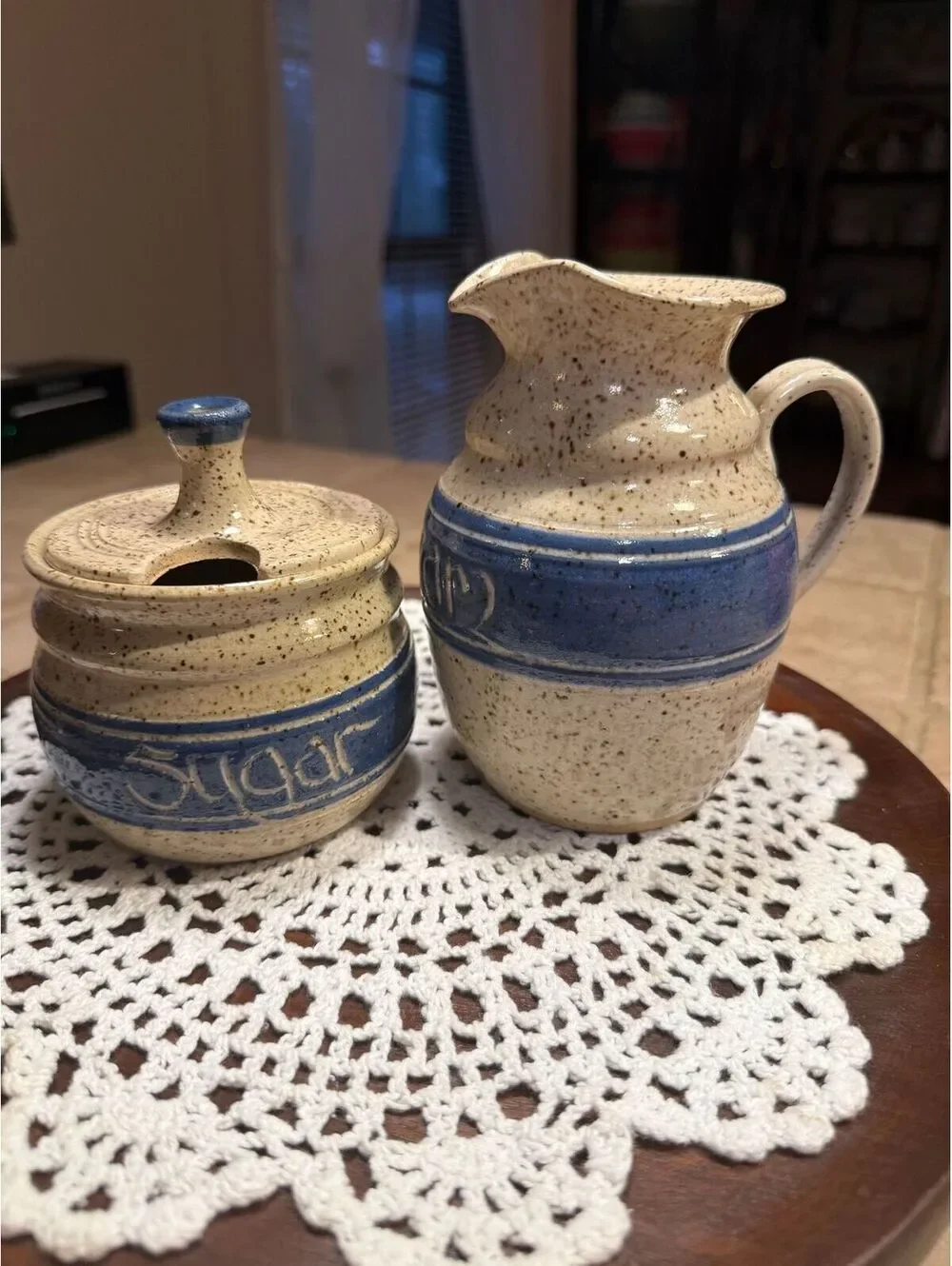 Vintage Art Pottery Sugar and Creamer.